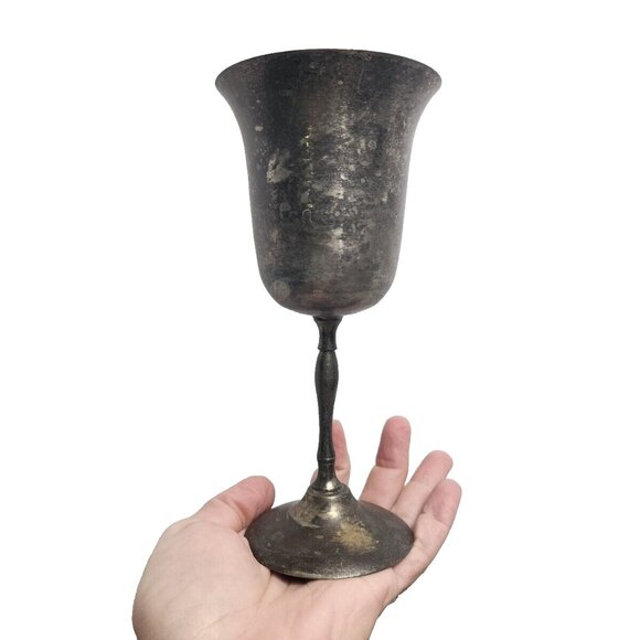 Vintage Wine Goblet Cup E.P.N.S Silver Plated Stemmed Goblet Cup *Rare Set of 4 - Picture 7 of 16
